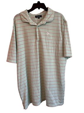 Over Under XXL Performance Polo Shirt Mint Green Red Stripe Golf Casual Men’s